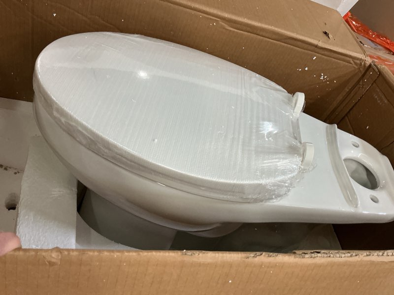 Condition photo showing As Is for Qeetex Two-Piece Toilet-Elongated Bowl, INCOMPLETE 