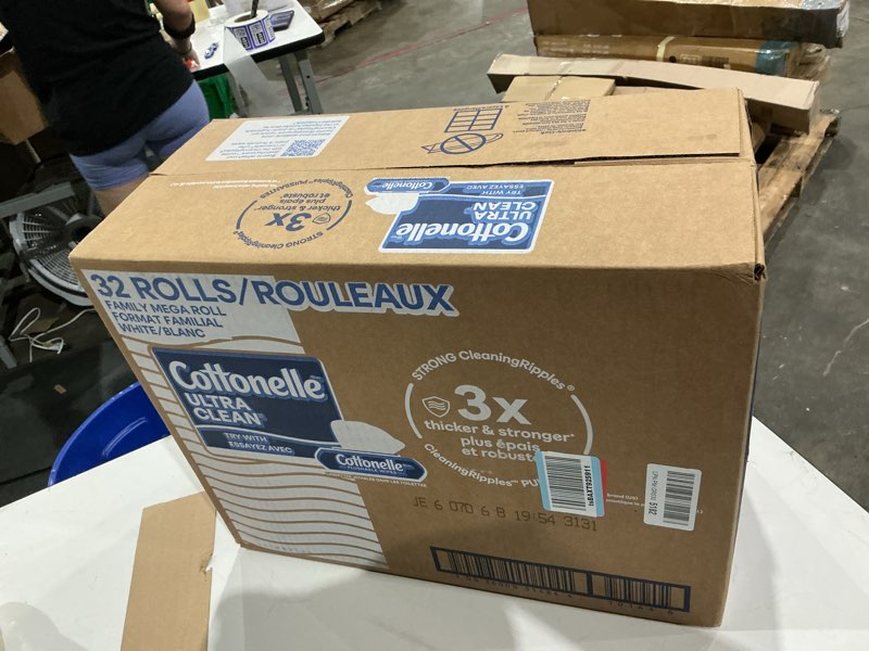 Condition photo showing New/Like New for cottonelle ultra clean toilet paper with active cleaningripples texture, strong bath tissue, 32 family mega rolls = 176 regular rolls (8 packs of 4) family mega roll 353 sheets (pack of 32)