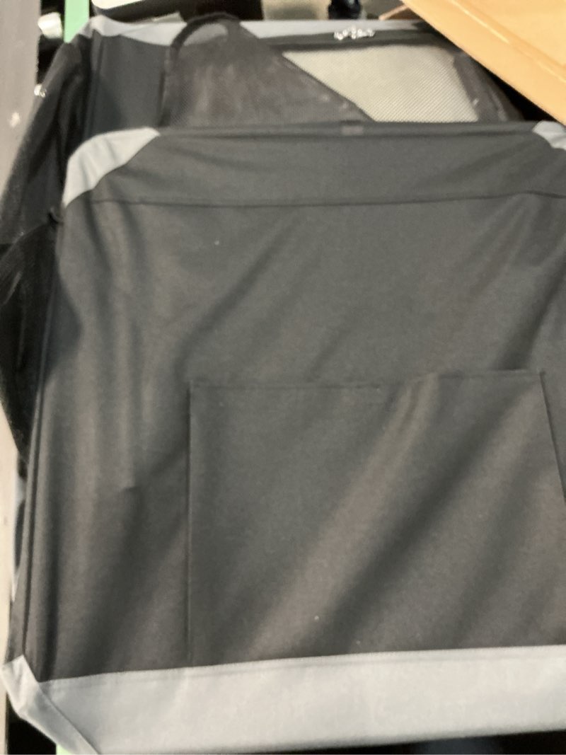 Condition photo showing As Is for large cat carrier for 2 cats, expandable cat carrier with litter box, pet carrier for car travel built-in removable divider, foldable soft cat crate with breathable mesh with breathable mesh, grey