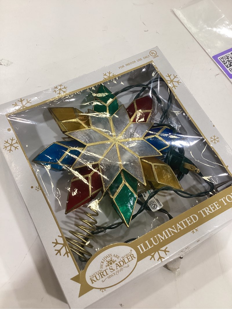 Condition photo showing As Is for kurt adler 10-light multi-color capiz star tree topper