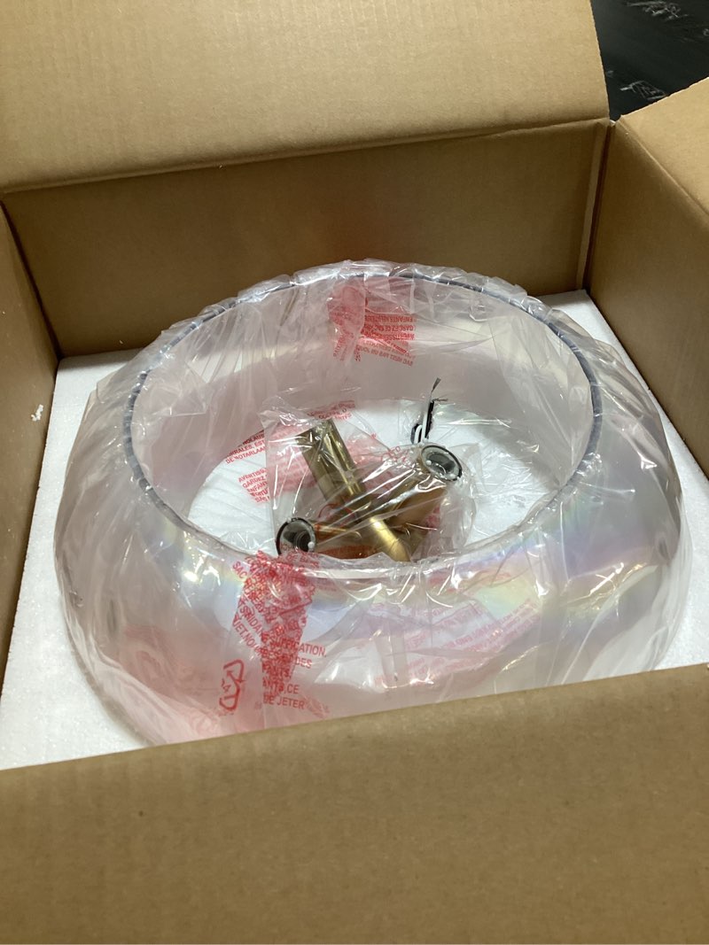 Condition photo showing Good Condition for brass gold semi flush mount ceiling fixture large hammered glass shade modern close to ceiling light 14" art lampshade for hallway foyer bedroom (stained glass shade, 14 inches) 14 inches stained glass shade