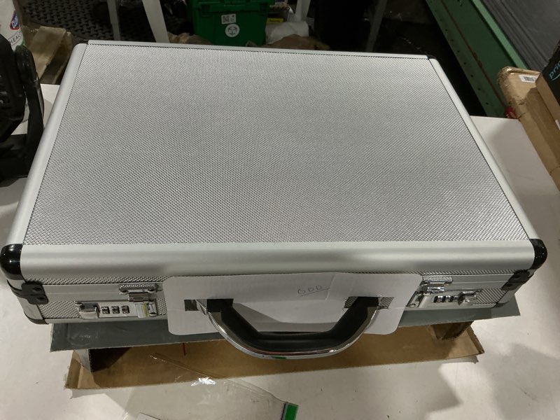 Condition photo showing As Is for alpine swiss executive aluminum briefcase padded laptop briefcase for men hard shell attache case combo lock business case one size silver
