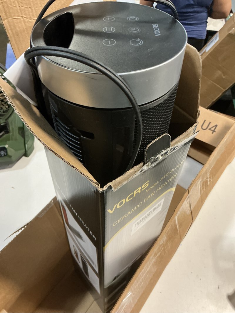 Condition photo showing As Is for Space Heater for Indoor Use with Remote - 70° Oscillating Tower Electric Heater, 24 Inchs, 12H Timer, 1500W Quiet PTC Ceramic Heating with Thermostat, Fast Safety Heat for Office, Home, Bedroom