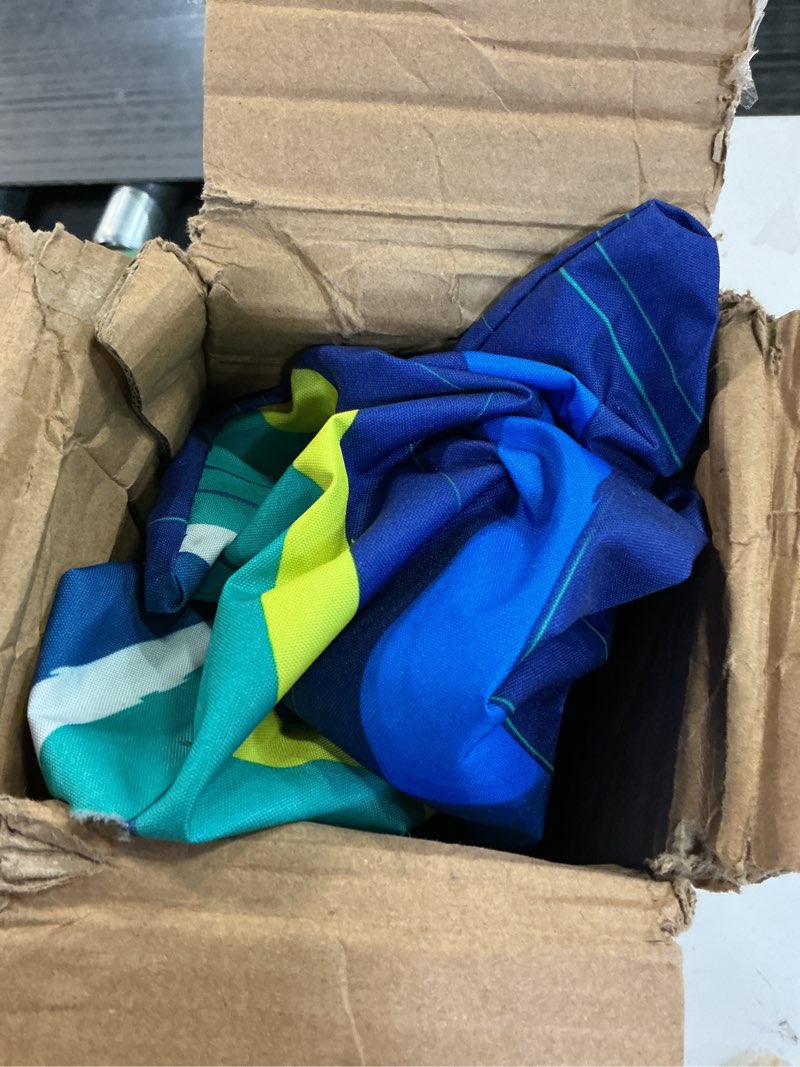 Condition photo showing As Is for AMMSUN 7ft Heavy Duty High Wind Beach Umbrella with sand anchor, Built-in Table Tray Vent Tilt Pole, UPF 50+ Windproof Portable Outdoor Umbrellas Carry Bag for Patio Garden Pool Backyard stripe Blue