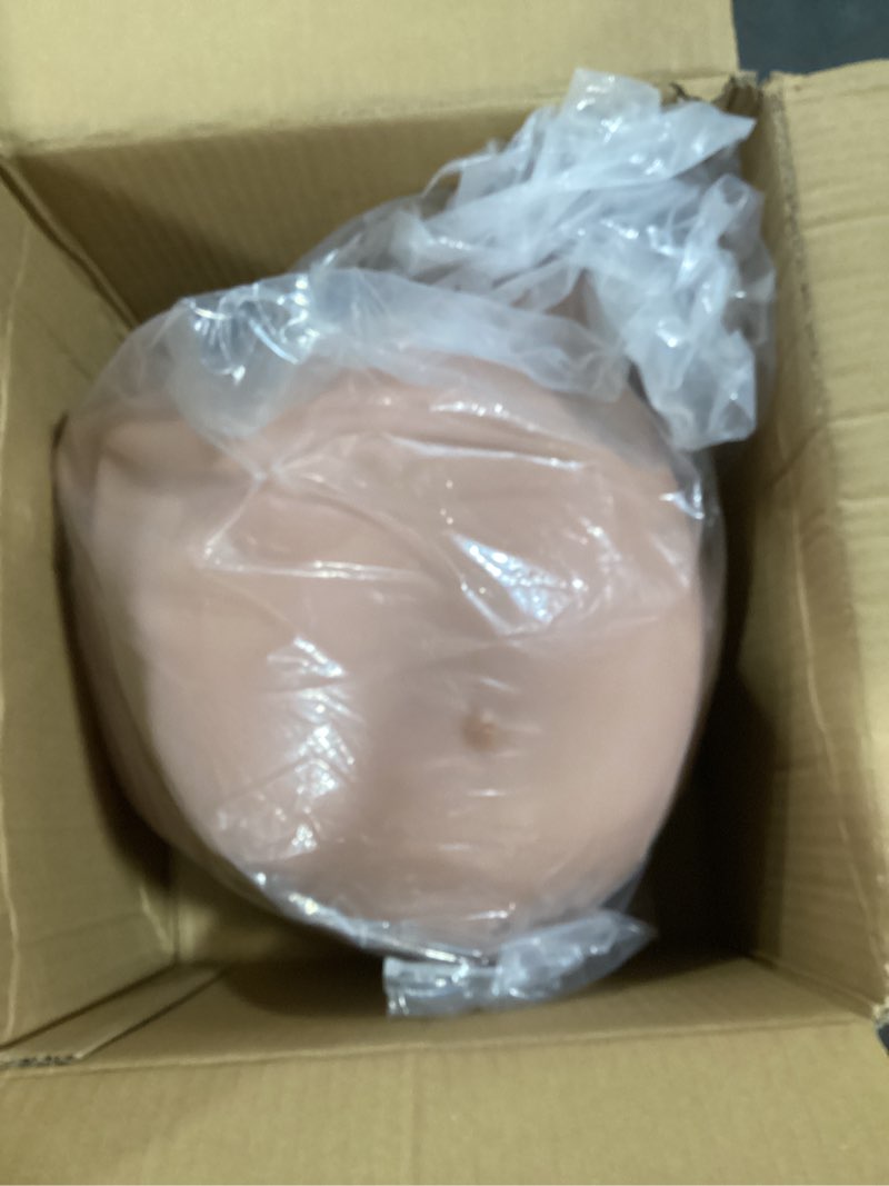 Condition photo showing As Is for Realistic Silicone Pregnant Belly with Breast Forms 4-9 Months, Fake Pregnancy Belly for Crossdresser Cosplay 6-Month Ivory