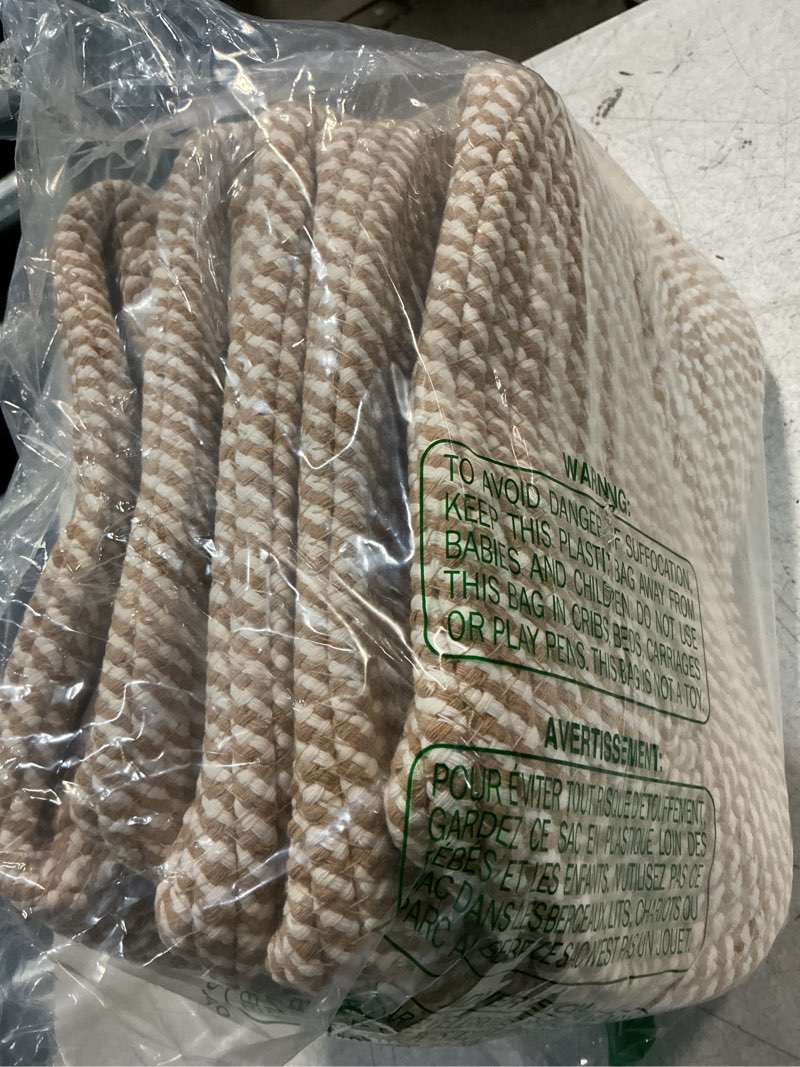 Condition photo showing Good Condition for 5 pack small woven storage baskets for shelves, cotton rope baskets organizer for bathroom, closet & nursery, decorative storage bins for organizing socks, toys, 11.8"x7.9"x4.7", khaki/white khaki & white