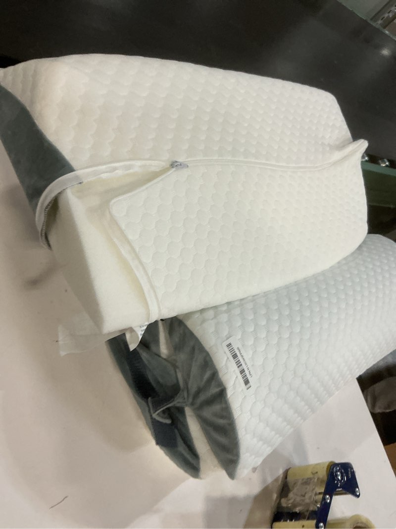 Condition photo showing As Is for Simpledad Wedge Pillow for Sleeping, Orthopedic Bed Wedge Pillow Set, 15-in-1 3PCS Adjustable Memory Foam Wedge Pillows Post Surgery, 9 &16 & 20 inches Height 3-in-1 Incline Wedges Pillows White - 3 Piece Set