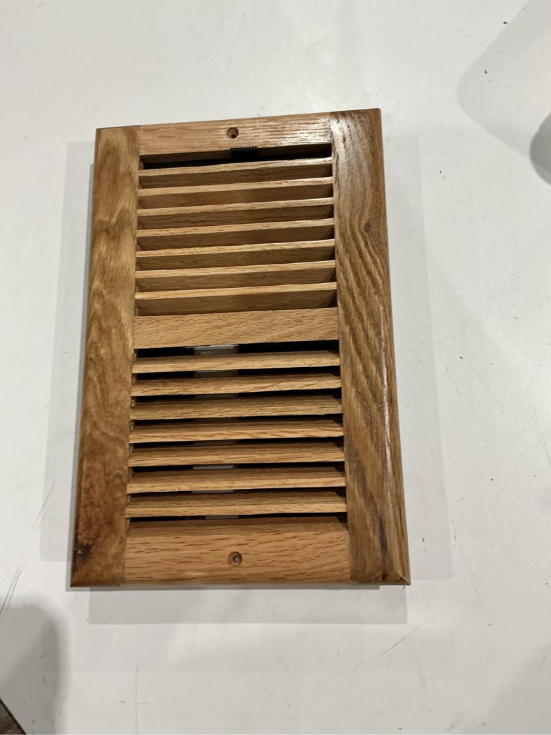 Condition photo showing As Is for allen + roth 12-in x 6-in wood light oak sidewall/ceiling grille