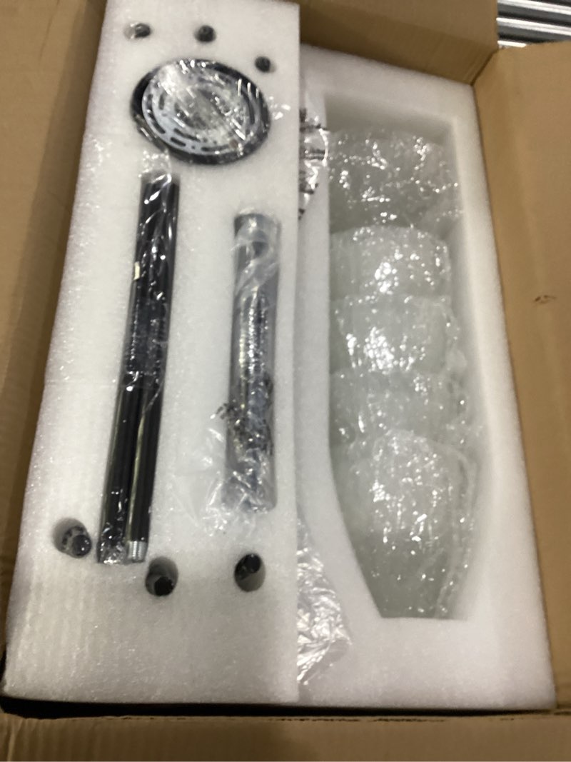 Condition photo showing New/Like New for q&s modern farmhouse black frosted glass chandelier rustic kitchen light fixtures 6 lights for dining room living room foyer entryway bedroom ul listed d25.6 inches