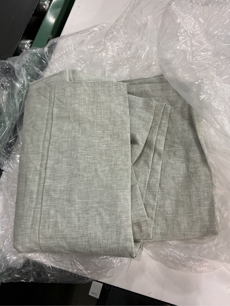 Condition photo showing Good Condition for quince european linen room darkening curtain color sage, size 48*84 inc, set 1 piece 