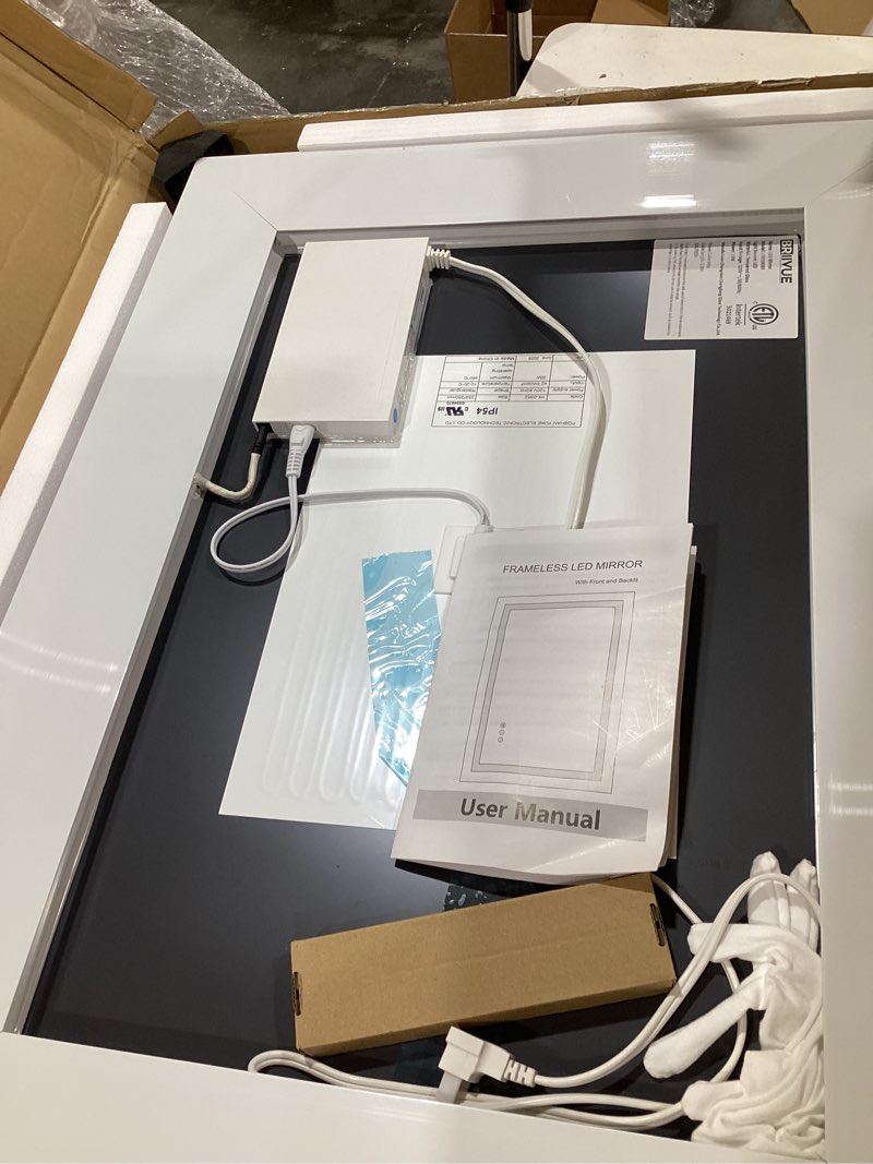 Condition photo showing Good Condition for 30x36 led bathroom mirror with lights, anti-fog, backlit + front lit, lighted bathroom vanity mirror for wall, memory function, dimmable, tempered glass, shatter-proof 30"l x 36"w