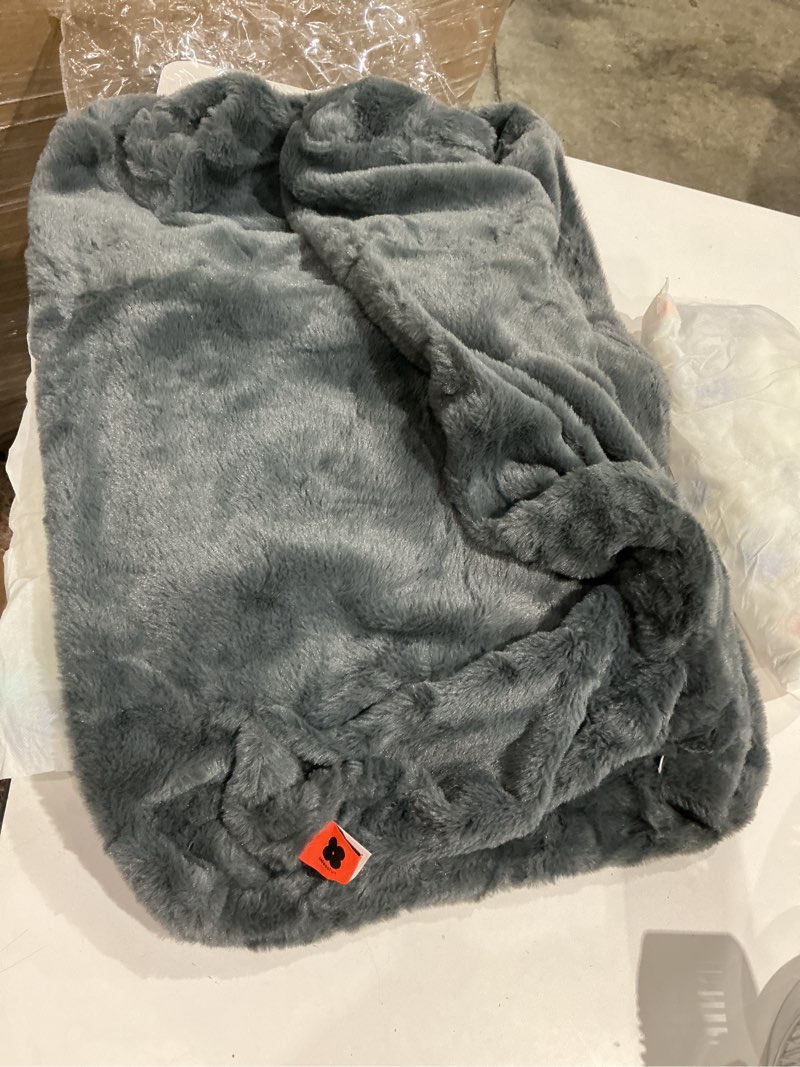 Condition photo showing As Is for mewoofun plush pet sofa bed cushion fluffy cat dog couch w/ non-slip bottom gray