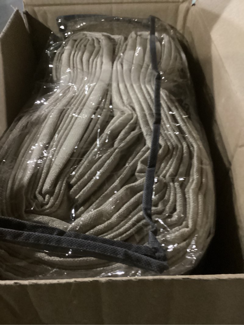 Condition photo showing New/Like New for blackout 70 inch extra wide floor to length curtains 108 inches long for living room, memory shape pinch pleat natural color 2 layer linen blend thermal modern curtain 9 ft length tall drapes 2 panels natural 70"w x 108"l (pack of 2)