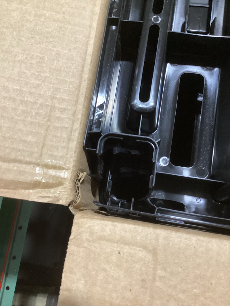 Condition photo showing As Is for IRIS USA 5-Shelf Heavy Duty Plastic Storage Shelves, 750lb Capacity, 73" H x 36" W x 18" D, Large Modular Shelving Unit Storage Organizer for Garage, Home, Warehouse & Gym, Storage Rack - Black 5-Tier Heavy Duty