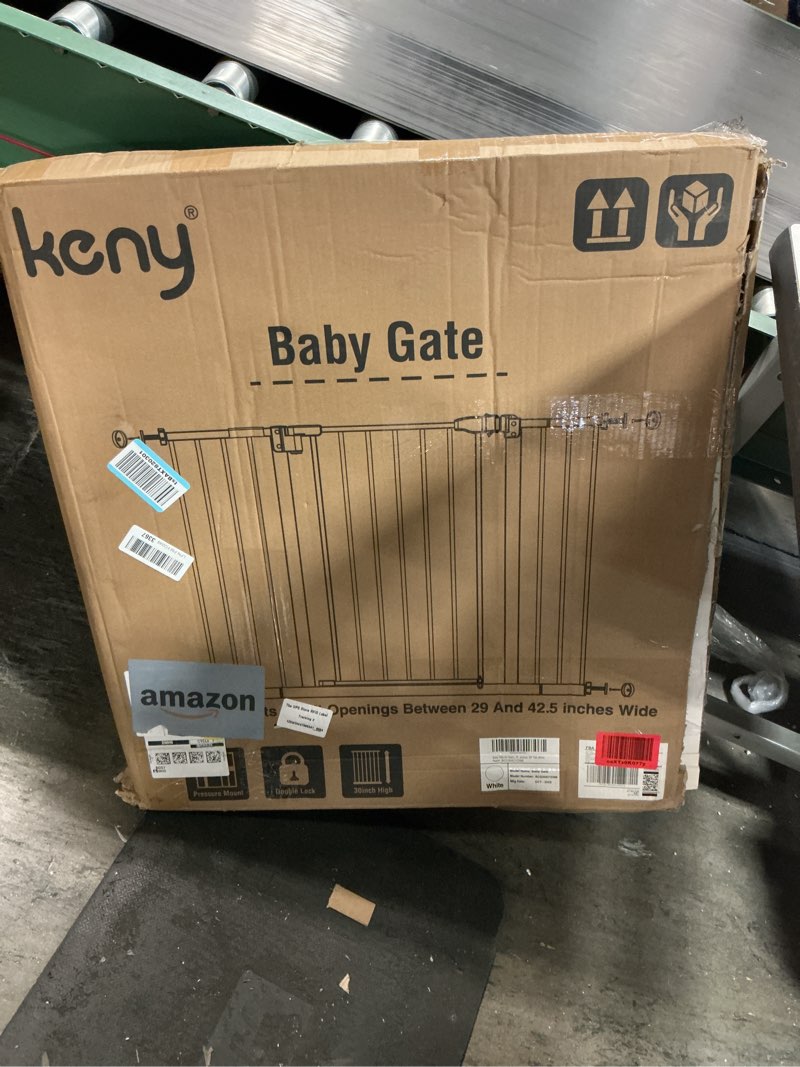 Condition photo showing Good Condition for Cumbor 29.7"–51.5" Extra Wide Baby Gate for Stairs, Pressure-Mounted Dog Gates for Doorways & Hallways, Auto-Close Walk-Through, No-Trip Design, Child Proof Safety, Dog/Pet Gate for Indoor Use, White White 29.7-51.5"W x 30.5"H