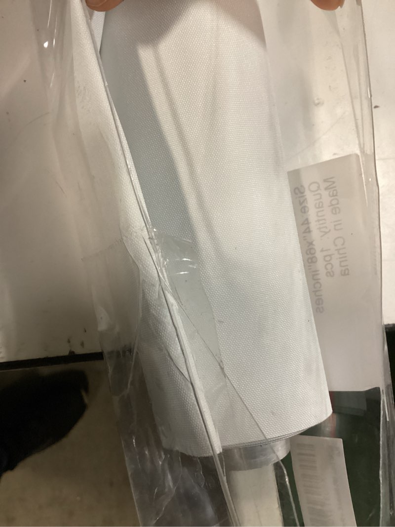 Condition photo showing As Is for nutro chill 100% blackout roller shade, blackout blinds for bedroom windows, uv protection fabric window shades for home and office white 44"w x 68"h