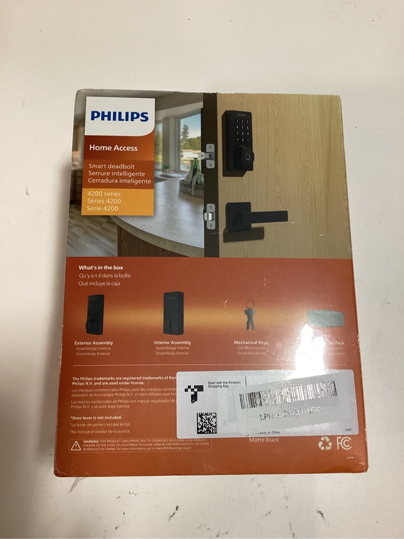 Condition photo showing New/Like New for philips wi-fi door lock, wifi smart lock keyless entry deadbolt for front door, compatible with alexa & google assistant, remote control, built-in wifi, app fingerprint passcode unlock, auto locking matt black keypad