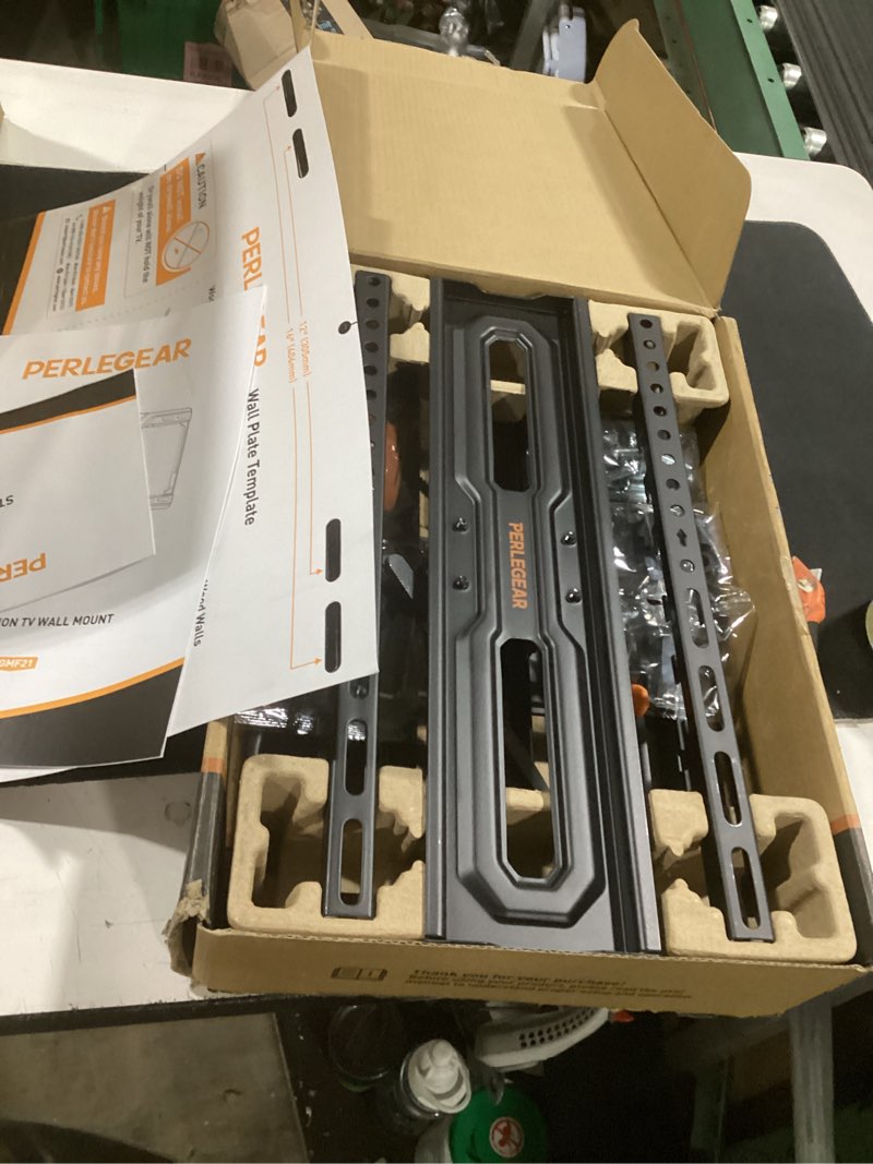 Condition photo showing Good Condition for perlegear full motion tv wall mount for 26-74 inch tvs, height adjustable tv mount, pre-assembled wall mount tv bracket with tool-free tilt, swivel, fits 16” studs, 99 lbs, max vesa 400x400mm, pgmf21 26-74 inch full motion tv wall mount
