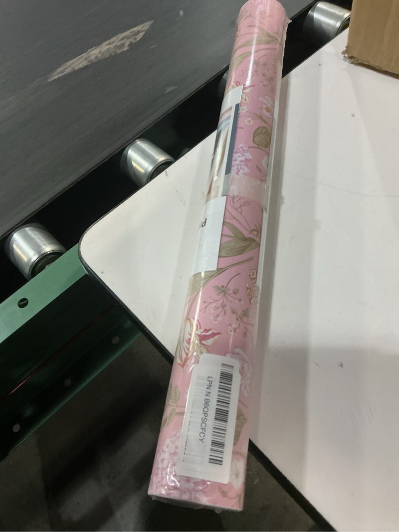 Condition photo showing New/Like New for veelike cottage pink floral wallpaper vintage pink floral peel and stick wallpaper for girls bedroom nursery 17.7''x118'' self adhesive removable boho girly contact paper for cabinets drawers wall 17.7" x 118" pink