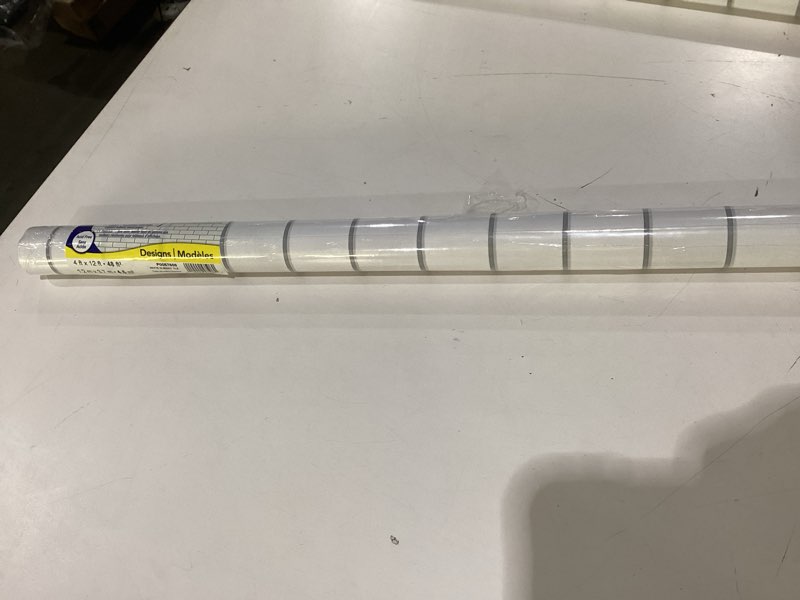 Condition photo showing New/Like New for Fadeless Bulletin Board Paper, Fade-Resistant Paper for Classroom Decor, 48” x 12’, White Subway Tile, 1 Roll White Subway Tile 47.25 x 144 inches