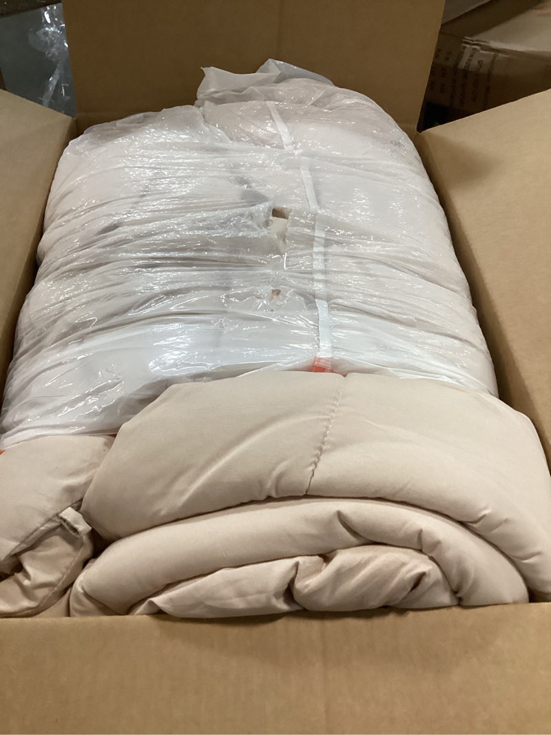Condition photo showing As Is for Bedsure Comforter Duvet Insert - Quilted Comforters King Size, All Season Duvet, GentleSoft Down Alternative Bedding, with 8 Tabs, Gifts for Women/Men, Beige, King 90 x 102 Inches King Beige