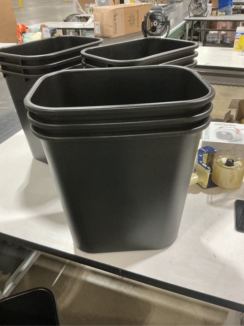 Condition photo showing Good Condition for set of  3  rubbermaid commercial products resin wastebasket/trash can, 7-gallon/28-quart, black, plastic, for bedroom/bathroom/office, fits under desk/sink/cabinet 7 gallons black 1