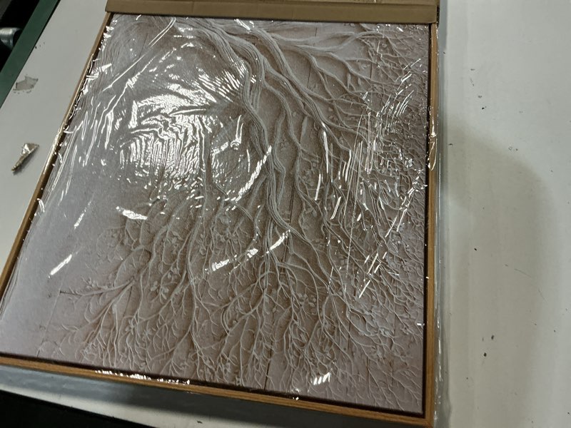 Condition photo showing Good Condition for tree of life wall art white relief sculpture canvas prints natural framed large statement piece 20 x 40 inches ready to hang for bedroom living room office hallway home decor 40"l x 20"w white
