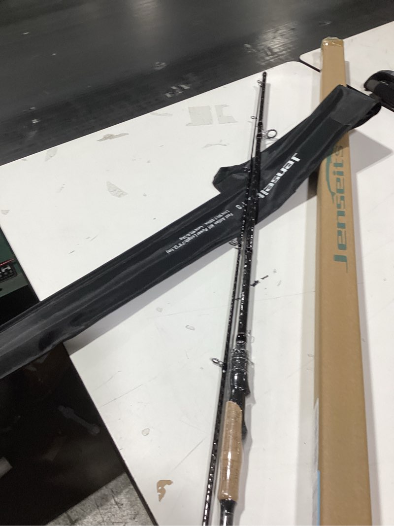 Condition photo showing Good Condition for jenseits spining fishing rods – 2 piece carbon fiber rod, medium heavy power extra fast action, premium cork & eva handle, fuji/ceramic guides – precision rod for bass & lure fishing 2pc-fishing rod-spin-7'-mh