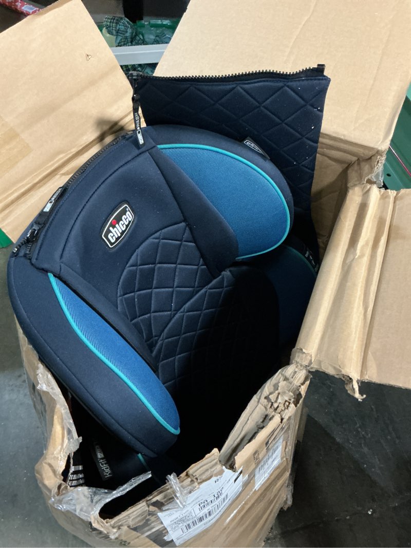 Condition photo showing As Is for chicco kidfit zip plus 2-in-1 belt-positioning booster car seat, backless and high back booster seat, for children aged 4 years and up and 40-100 lbs., seascape/blue