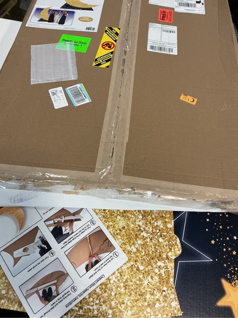 Condition photo showing Good Condition for 3D Starry Night Crescent Moon Stand Up Decoration - 7.75' - Gold and Blue