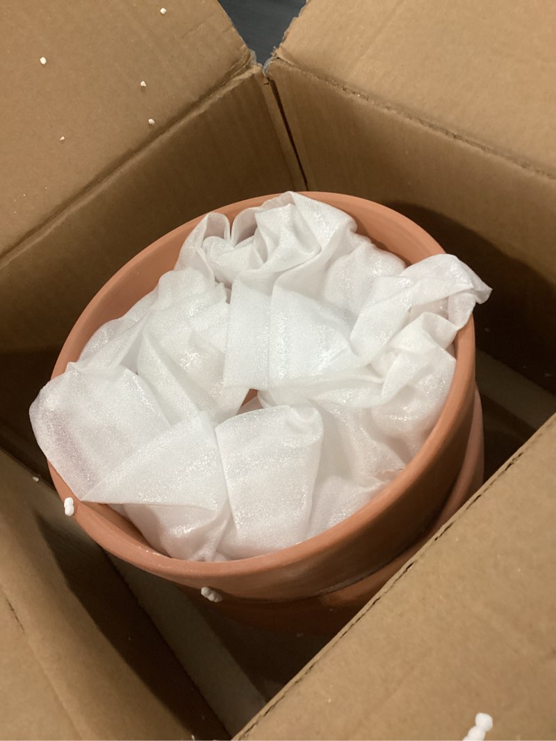 Condition photo showing Good Condition for vensovo 8 inch clay pot for plant with saucer - 2 pack large terra cotta plant pot with drainage hole, clay planters pot, terracotta pot for indoor outdoor plant brown