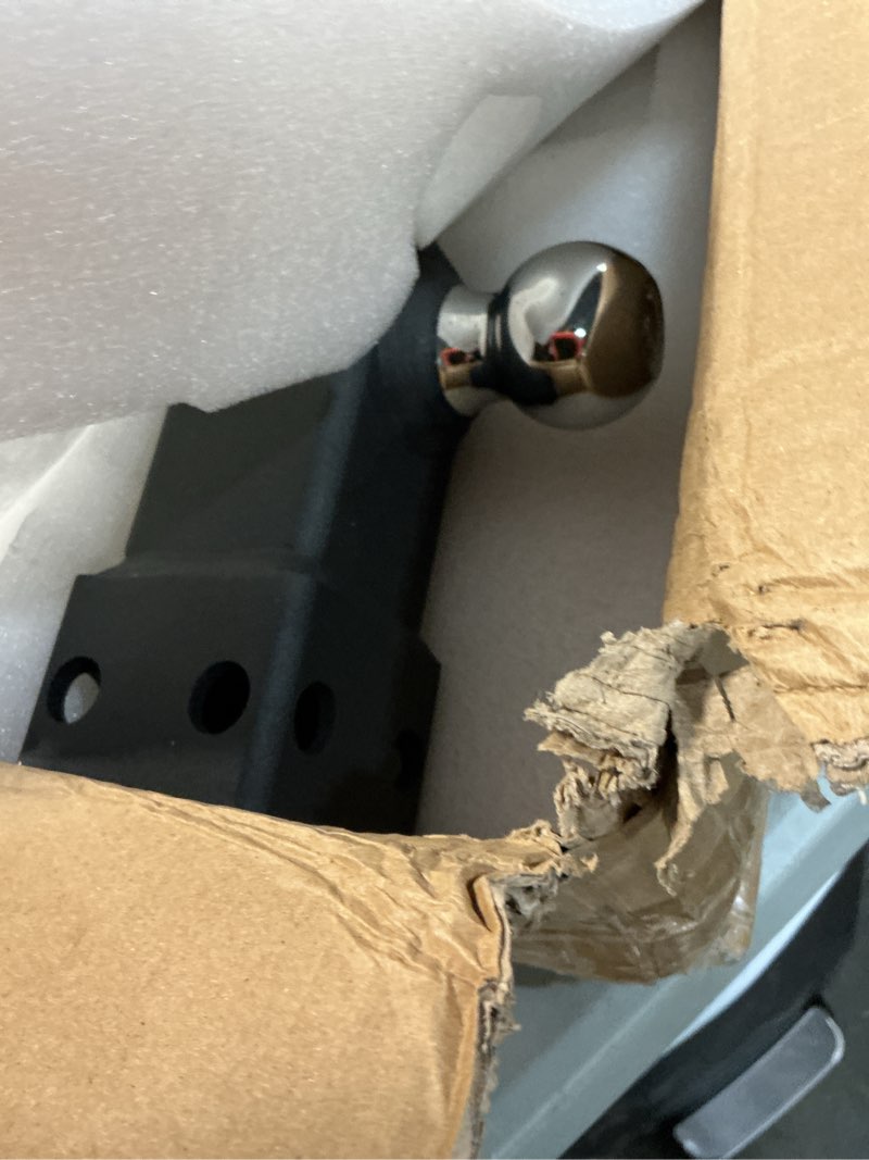 Condition photo showing As Is for TYT Adjustable Heavy-Duty Trailer Hitch Tri-Ball Mount with Locks&Pin&Rotatable Tow Shackle, Fits 2-in Receiver, 4-1/2" Rise/Drop, 1-7/8" & 2" &2-5/16" Ball, 10000LBS GTW