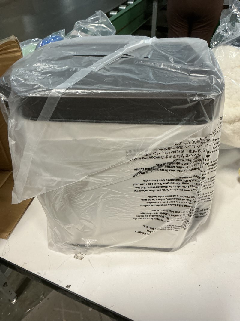 Condition photo showing Good Condition for mDesign Small Modern 1.3 Gallon Rectangle Metal Lidded Step Trash Can, Compact Garbage Bin with Removable Liner Bucket and Handle for Bathroom, Kitchen, Craft Room, Office, Garage - Vanilla/Bronze Vanilla/Bronze 1.3 Gallon