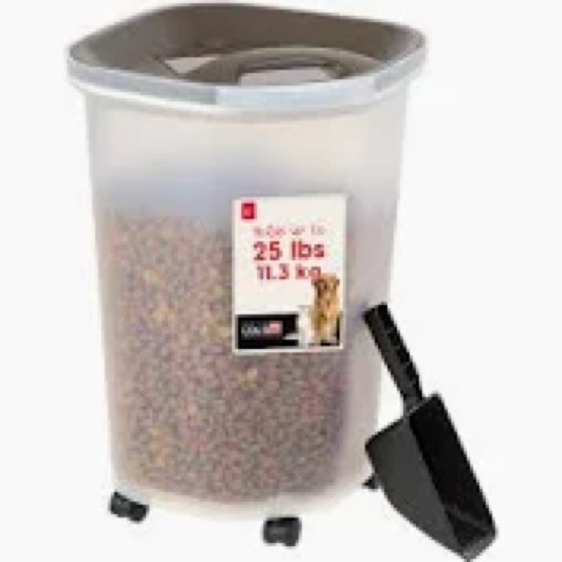 IRIS USA Pet Food Storage Container 25 lbs, Premium 60% Improved Airtight Seal with Air Valve, 2 Cup
