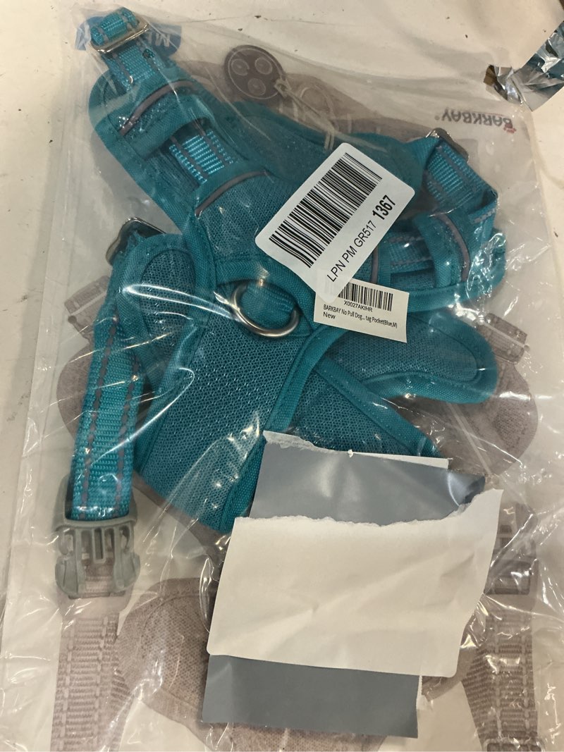 Condition photo showing Good Condition for barkbay no pull dog harness large reflective dog harness with front clip and easy control handle for walking training running with id tag pocket(ocean blue,m) ocean blue medium