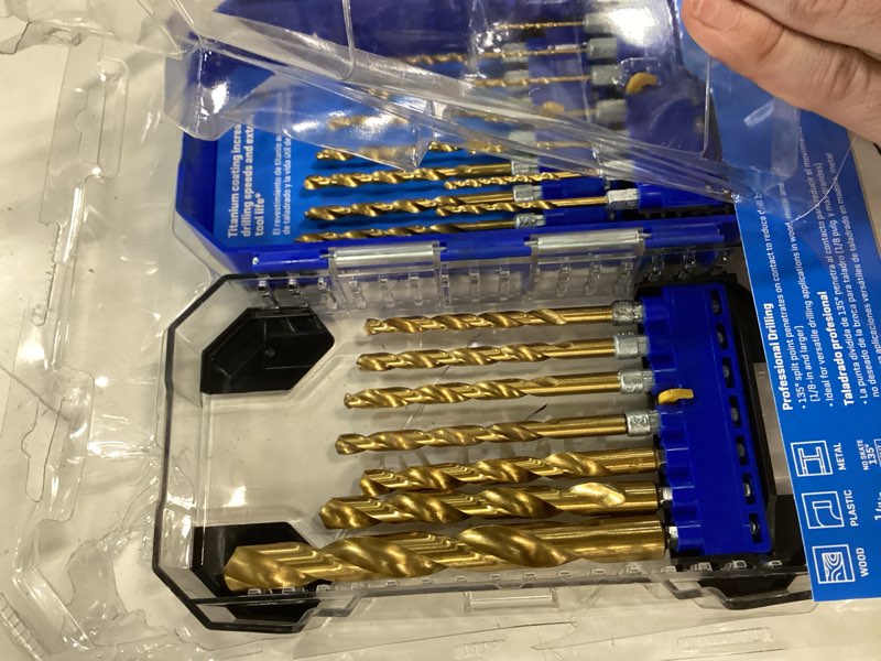 Condition photo showing New/Like New for kobalt 21-piece assorted titanium coated hss jobber length twist drill bit set