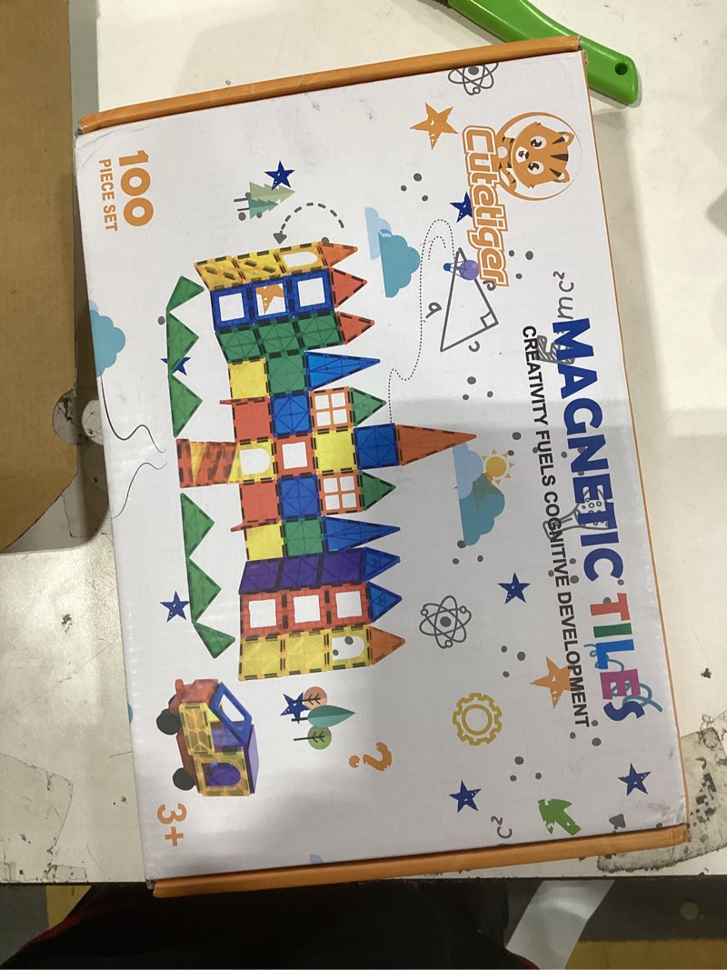 Condition photo showing New/Like New for cutetiger mangetic tiles, 100pcs magnet building toys, magnetic building set for kids, stacking blocks, perfect stem toys gift for boys and girls