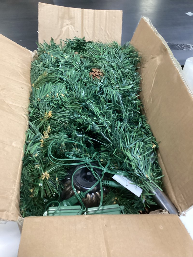 Condition photo showing As Is for 2 Set 4Ft Snowy Outdoor Christmas Entrance Tree with Timer 60 Warm Lights Battery Operated,120 Branches Tips,14 Eucalyptus,13 Smoky Pine Bristle Leaves,10 Pine Cones,9 Red Berries for Porch Front Door 4 Ft Snowy Potted Tree