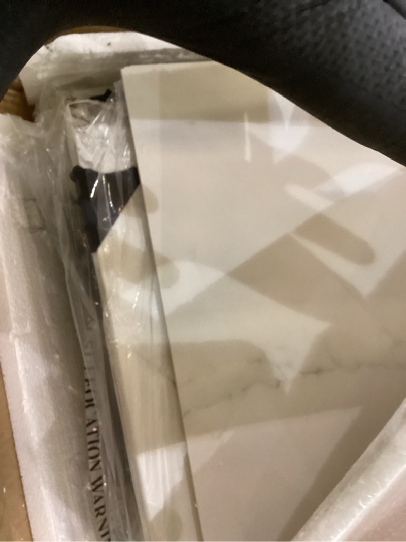 Condition photo showing New/Like New for IBUYKE Foldable TV Tray Set of 2 TV,End Table with Removable Food Serving Tray,Portable Wooden Snack Table for Livingroom, Bedroom, Office, Camping, White with Gold UTVT001G