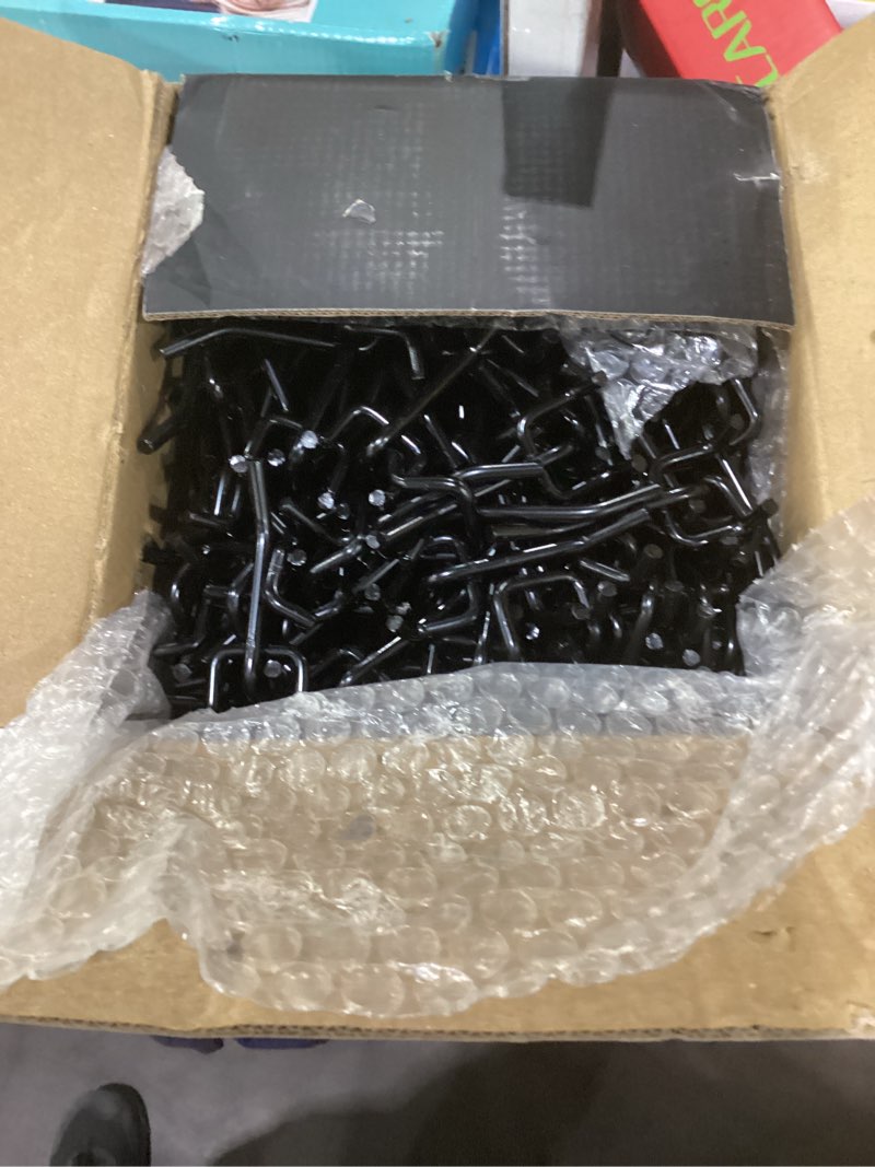 Condition photo showing New/Like New for INCLY 120 Pack 2/4/6 Inch Black Pegboard Hooks, 1/4" Heavy Duty Peg Board Shelving Hooks Accessories, Peg Board Tool Hangers Fit 1/4" Pegboard Hanging Tools Garage, Crafts Organizing, Kitchen, Store 2/4/6inch-120pcs