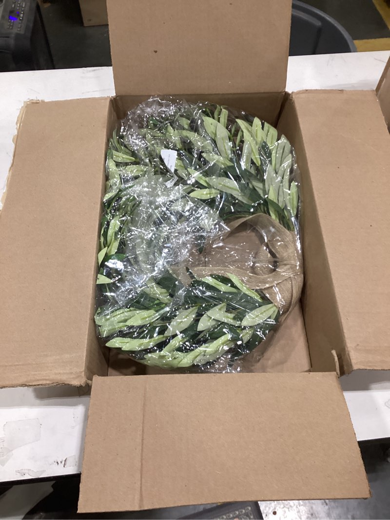 Condition photo showing New/Like New for Greenery Wreath Artificial Olive Wreath Front Door Hanging Garland Artificial Hanging Garland for Wedding Home Front Door Window Decor - Small