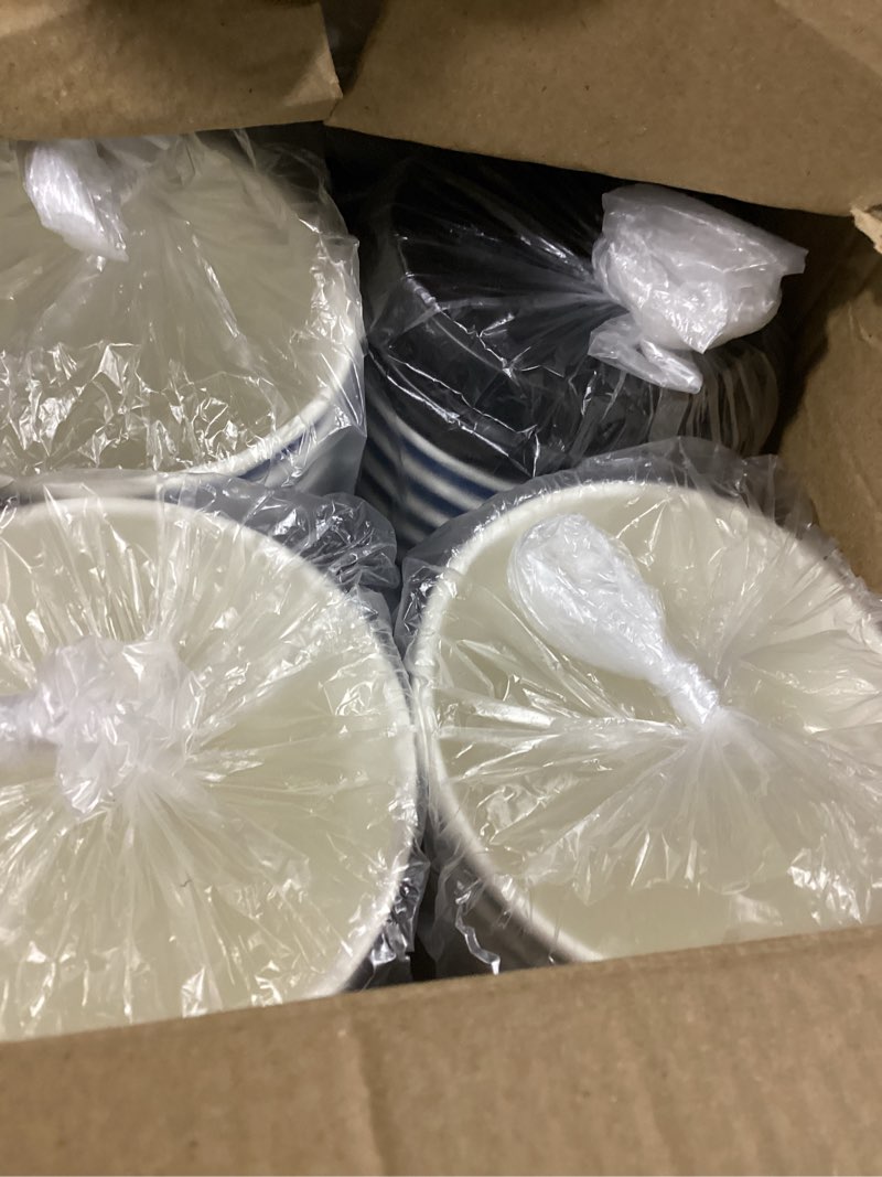 Condition photo showing New/Like New for clawsoff 100 pack coffee cups with lids 12oz, disposable insulated ripple wall to go paper coffee cups for hot/cold drinks office home shop event (navy) navy 12oz