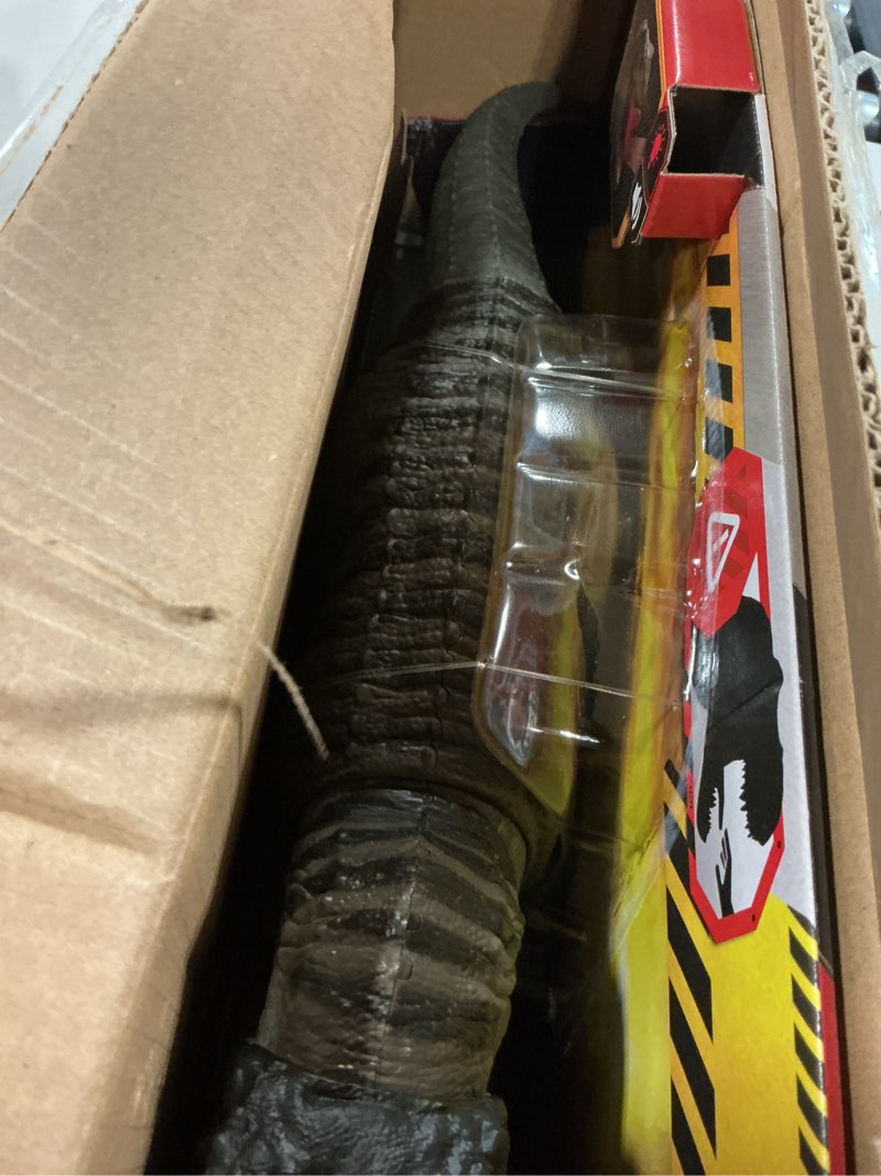 Condition photo showing Good Condition for mattel jurassic world rebirth power devour tyrannosaurus rex dinosaur figure with tongue activated constant chomp, lights & sounds, digital play