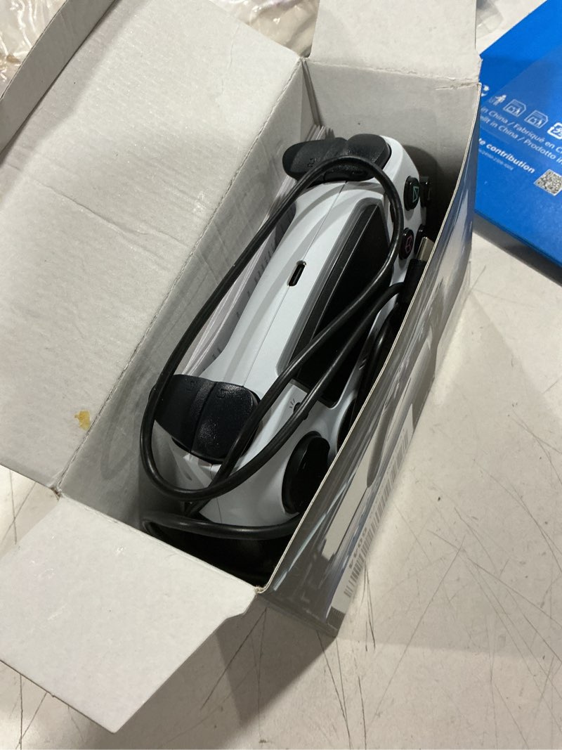 Condition photo showing As Is for wireless controller for ps5/pc/mac/ios/android/steam deck, with hall effect joystick&trigger/8 rgb lighting/turbo/dual vibration/programmable/headset jack/touchpad/1500 mah battery, white&black