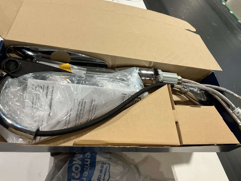 Condition photo showing Good Condition for project source tucker chrome single handle pull-down kitchen faucet with sprayer (deck plate included)