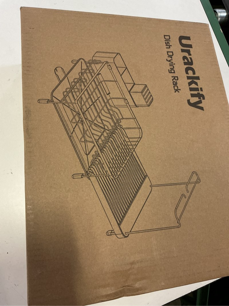 Condition photo showing New/Like New for large dish drying rack – expandable dish rack for kitchen counter, multifunctional dish drainer with cup & wine glass holder, 16.2"-26" l x 17" w, black