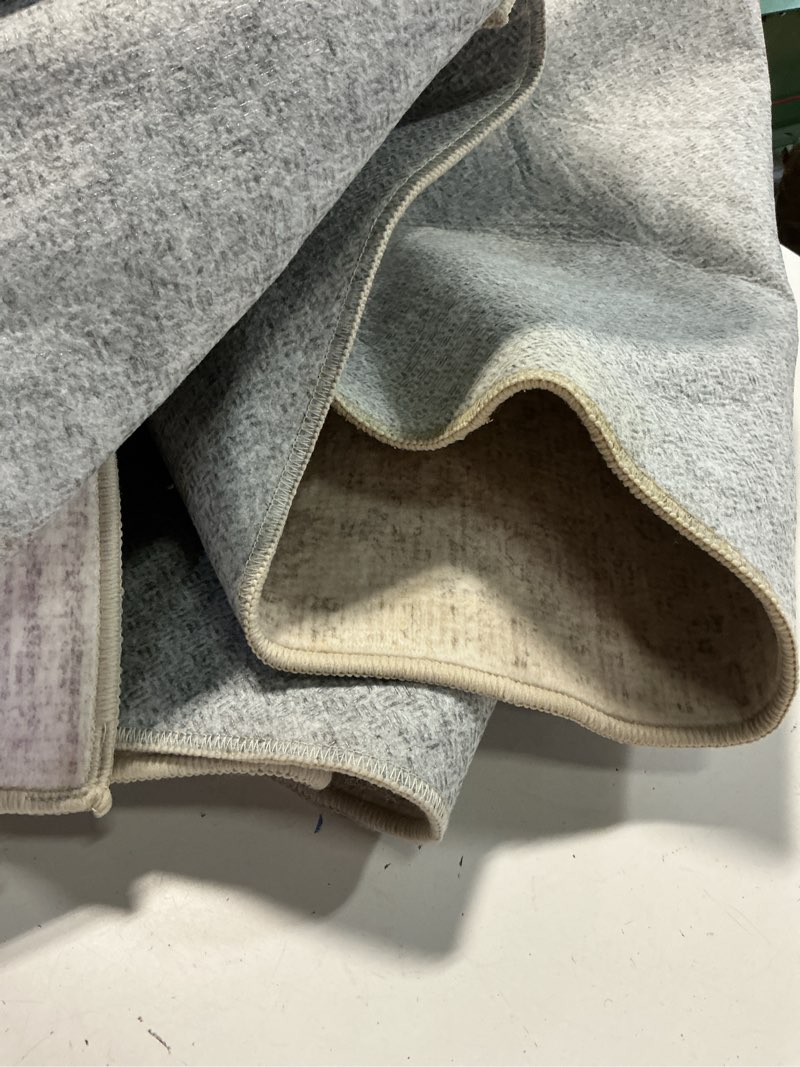 Condition photo showing As Is for dcx 5x7 beige rug, kid & pet friendly with rubber back non slip, machine washable stain resistant neutral floral rug for living room, bedroom, home office, soft low pile large nursery carpet 5' x 7' (rectangular) warm beige