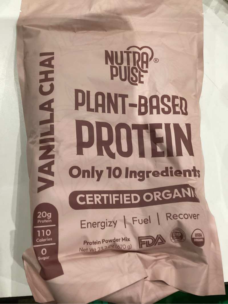 NUTRAPULSE Organic Vegan Protein Powder – Vanilla Chai Flavor, Plant-Based, Gluten-Free, Non-GMO, So