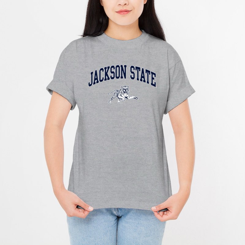 SDI Long Sleeve 100% Cotton Tee Jackson State Tigers Medium Athletic Gray