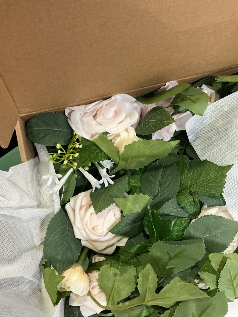 Condition photo showing Good Condition for ling's moment 5ft pink artificial flower garland cream rose garland arch flowers vine for wedding party backdrop home table centerpieces decorations pk-cream
